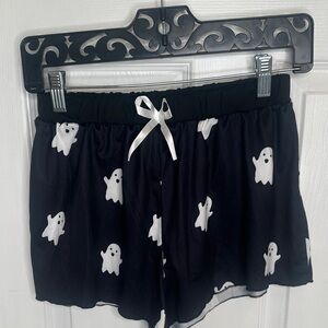 Women's Ghost Print Pajama Shorts - Black